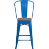 image:imageFlash Furniture Lily 24 High Orange Metal Counter Height Stool with Back and Wood SeatBlue