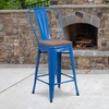 image:imageFlash Furniture Lily 24 High Orange Metal Counter Height Stool with Back and Wood SeatBlue