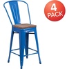 image:imageFlash Furniture Lily 24 High Orange Metal Counter Height Stool with Back and Wood SeatBlue