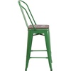 image:imageFlash Furniture Lily 24 High Orange Metal Counter Height Stool with Back and Wood SeatGreen