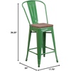 image:imageFlash Furniture Lily 24 High Orange Metal Counter Height Stool with Back and Wood SeatGreen