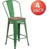 image:imageFlash Furniture Lily 24 High Orange Metal Counter Height Stool with Back and Wood SeatGreen