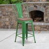 image:imageFlash Furniture Lily 24 High Orange Metal Counter Height Stool with Back and Wood SeatGreen