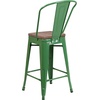 image:imageFlash Furniture Lily 24 High Orange Metal Counter Height Stool with Back and Wood SeatGreen