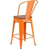 image:imageFlash Furniture Lily 24 High Orange Metal Counter Height Stool with Back and Wood SeatOrange