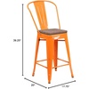 image:imageFlash Furniture Lily 24 High Orange Metal Counter Height Stool with Back and Wood SeatOrange