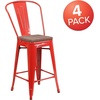 image:imageFlash Furniture Lily 24 High Orange Metal Counter Height Stool with Back and Wood SeatRed