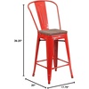 image:imageFlash Furniture Lily 24 High Orange Metal Counter Height Stool with Back and Wood SeatRed
