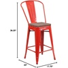 image:imageFlash Furniture Lily 24 High Orange Metal Counter Height Stool with Back and Wood SeatRed