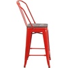 image:imageFlash Furniture Lily 24 High Orange Metal Counter Height Stool with Back and Wood SeatRed