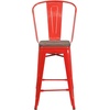 image:imageFlash Furniture Lily 24 High Orange Metal Counter Height Stool with Back and Wood SeatRed