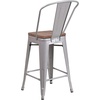 image:imageFlash Furniture Lily 24 High Orange Metal Counter Height Stool with Back and Wood SeatSilver