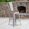 image:imageFlash Furniture Lily 24 High Orange Metal Counter Height Stool with Back and Wood SeatSilver