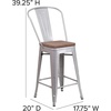 image:imageFlash Furniture Lily 24 High Orange Metal Counter Height Stool with Back and Wood SeatSilver