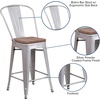 image:imageFlash Furniture Lily 24 High Orange Metal Counter Height Stool with Back and Wood SeatSilver