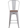 image:imageFlash Furniture Lily 24 High Orange Metal Counter Height Stool with Back and Wood SeatSilver