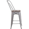 image:imageFlash Furniture Lily 24 High Orange Metal Counter Height Stool with Back and Wood SeatSilver