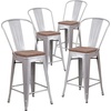 image:imageFlash Furniture Lily 24 High Orange Metal Counter Height Stool with Back and Wood SeatSilver