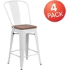 image:imageFlash Furniture Lily 24 High Orange Metal Counter Height Stool with Back and Wood SeatWhite