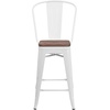 image:imageFlash Furniture Lily 24 High Orange Metal Counter Height Stool with Back and Wood SeatWhite