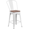 image:imageFlash Furniture Lily 24 High Orange Metal Counter Height Stool with Back and Wood SeatWhite