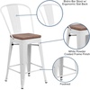 image:imageFlash Furniture Lily 24 High Orange Metal Counter Height Stool with Back and Wood SeatWhite