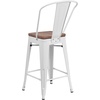 image:imageFlash Furniture Lily 24 High Orange Metal Counter Height Stool with Back and Wood SeatWhite