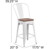image:imageFlash Furniture Lily 24 High Orange Metal Counter Height Stool with Back and Wood SeatWhite