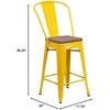 image:imageFlash Furniture Lily 24 High Orange Metal Counter Height Stool with Back and Wood SeatYellow