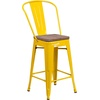image:imageFlash Furniture Lily 24 High Orange Metal Counter Height Stool with Back and Wood SeatYellow