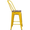 image:imageFlash Furniture Lily 24 High Orange Metal Counter Height Stool with Back and Wood SeatYellow