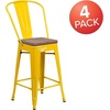 image:imageFlash Furniture Lily 24 High Orange Metal Counter Height Stool with Back and Wood SeatYellow