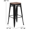 image:imageFlash Furniture Lily 30 High Backless Black Metal Barstool with Square Wood SeatBlack
