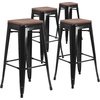 image:imageFlash Furniture Lily 30 High Backless Black Metal Barstool with Square Wood SeatBlack