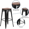 image:imageFlash Furniture Lily 30 High Backless Black Metal Barstool with Square Wood SeatBlack
