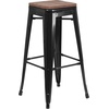image:imageFlash Furniture Lily 30 High Backless Black Metal Barstool with Square Wood SeatBlack