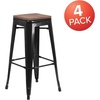 image:imageFlash Furniture Lily 30 High Backless Black Metal Barstool with Square Wood SeatBlack