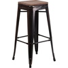 image:imageFlash Furniture Lily 30 High Backless Black Metal Barstool with Square Wood SeatBlackantique Gold