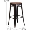 image:imageFlash Furniture Lily 30 High Backless Black Metal Barstool with Square Wood SeatBlackantique Gold
