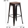 image:imageFlash Furniture Lily 30 High Backless Black Metal Barstool with Square Wood SeatBlackantique Gold