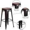 image:imageFlash Furniture Lily 30 High Backless Black Metal Barstool with Square Wood SeatBlackantique Gold