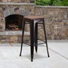 image:imageFlash Furniture Lily 30 High Backless Black Metal Barstool with Square Wood SeatBlackantique Gold