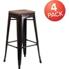 image:imageFlash Furniture Lily 30 High Backless Black Metal Barstool with Square Wood SeatBlackantique Gold