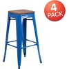 image:imageFlash Furniture Lily 30 High Backless Black Metal Barstool with Square Wood SeatBlue