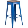 image:imageFlash Furniture Lily 30 High Backless Black Metal Barstool with Square Wood SeatBlue