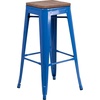 image:imageFlash Furniture Lily 30 High Backless Black Metal Barstool with Square Wood SeatBlue