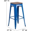 image:imageFlash Furniture Lily 30 High Backless Black Metal Barstool with Square Wood SeatBlue