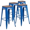 image:imageFlash Furniture Lily 30 High Backless Black Metal Barstool with Square Wood SeatBlue
