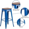image:imageFlash Furniture Lily 30 High Backless Black Metal Barstool with Square Wood SeatBlue