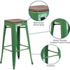 image:imageFlash Furniture Lily 30 High Backless Black Metal Barstool with Square Wood SeatGreen